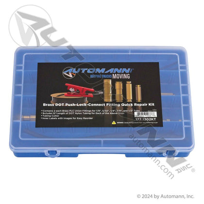 Brass DOT PLC Fitting Quick Repair Kit - Roadside Air Brake Line Repair Assortment - 177.1302KT 177.1302KT - Automann - FLEETPRO PARTS & TIRES