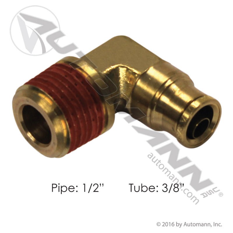 Push Lock Elbow – 3/8" Tube x 1/2" NPT – 90° Brass – Replaces 1869X6X8 177.13B156D - Automann - FLEETPRO PARTS & TIRES