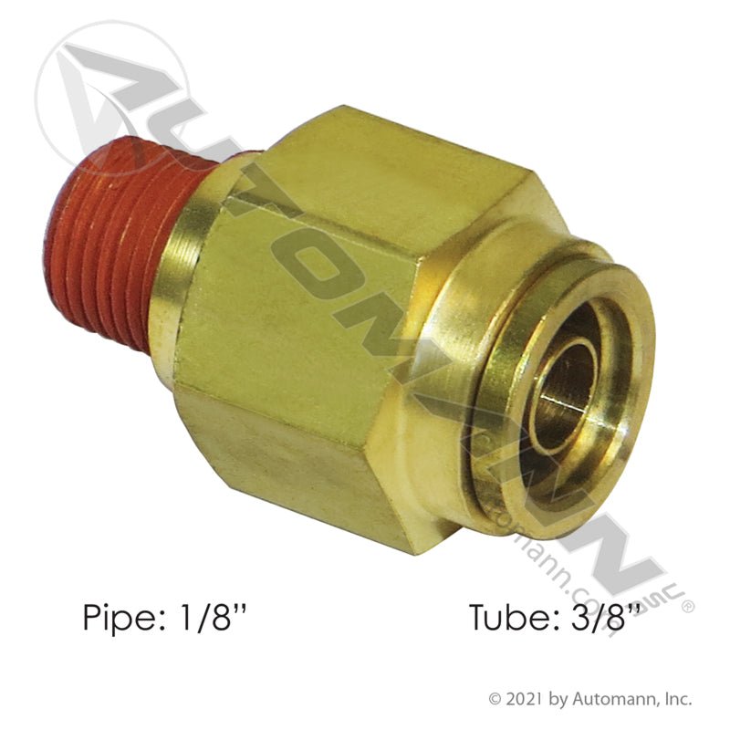 3/8 Tube to 1/8 NPT Connector – Brass Push Lock Straight – Replaces 68PMT62 177.13B686A - Automann - FLEETPRO PARTS & TIRES