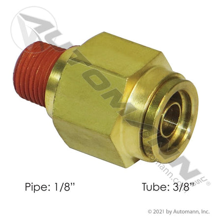 3/8 Tube to 1/8 NPT Connector – Brass Push Lock Straight – Replaces 68PMT62 177.13B686A - Automann - FLEETPRO PARTS & TIRES