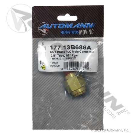 3/8 Tube to 1/8 NPT Connector – Brass Push Lock Straight – Replaces 68PMT62 177.13B686A - Automann - FLEETPRO PARTS & TIRES