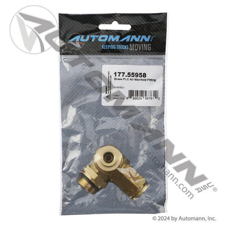 Brass Push-Lock 3-Way Air Adapter - M22 x 1.5 Thread x 3/8in x 5/8in PLC - IHC 3819958C1 177.13B79106M22 177.13B79106M22 - Automann - FLEETPRO PARTS & TIRES