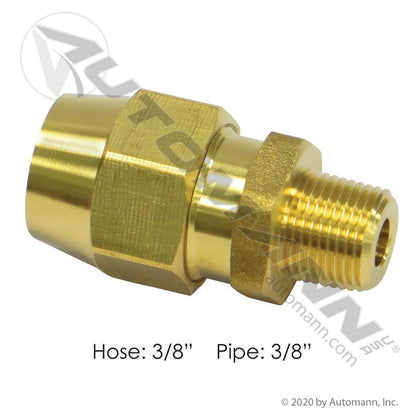 Air Brake Hose Coupling - 3/8in ID Hose x 3/8in NPT Reusable Fitting - Euclid E8591 177.16926C 177.16926C - Automann - FLEETPRO PARTS & TIRES