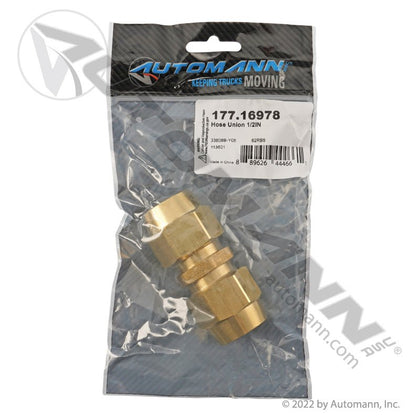 Air Brake Hose Union - 1/2" ID DOT Hose Fitting - Euclid E8601 33808BY08 177.16978 177.16978 - Automann - FLEETPRO PARTS & TIRES
