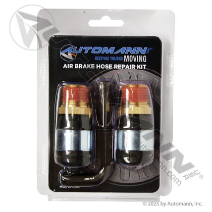 Air Brake Hose Repair Kit - 1/2in NPT for 3/8in ID Rubber Hose - 2 Fittings & Hex Key - 7031403 177.71403P 177.71403P - Automann - FLEETPRO PARTS & TIRES