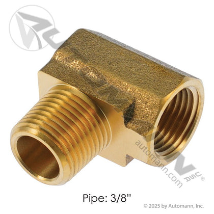 Brass Street Elbow 90 Degree - 3/8" NPT Air Line Fitting - Replaces Eaton 3400X6 Parker 2202P66 177.9116C 177.9116C - Automann - FLEETPRO PARTS & TIRES