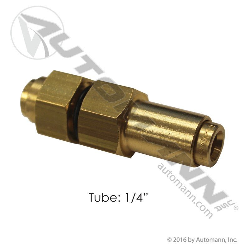 Volvo VNL Bulkhead PLC Fitting – 1/4" Brass Union – Replaces 8079639 177.V8079639 - Automann - FLEETPRO PARTS & TIRES