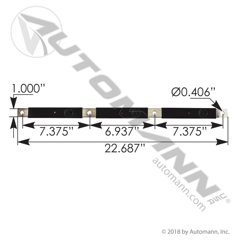 Volvo VNL Negative Battery Bar – Black 4 - Battery Bus Bar – Replaces 21107829 178.2024BK - Automann - FLEETPRO PARTS & TIRES