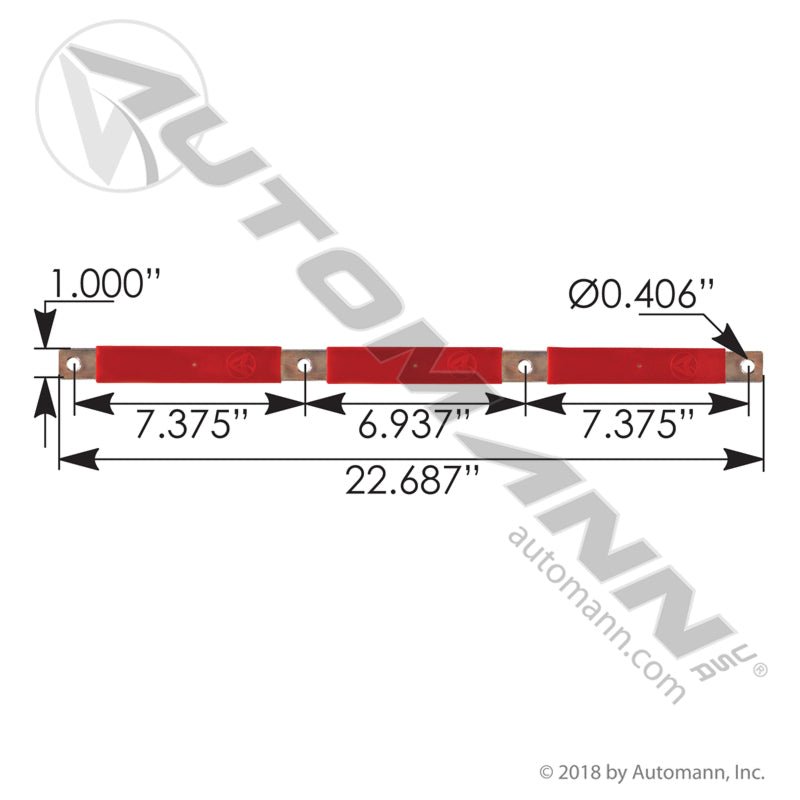 Volvo VNL Positive Battery Bar – 4 - Battery Parallel Link – Replaces 21107828 178.2024RD - Automann - FLEETPRO PARTS & TIRES