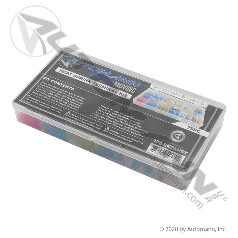 Heat Shrink Terminal Electrical Kit - 75pc Automann 178.EK75HST ATD383 178.EK75HST - Automann - FLEETPRO PARTS & TIRES