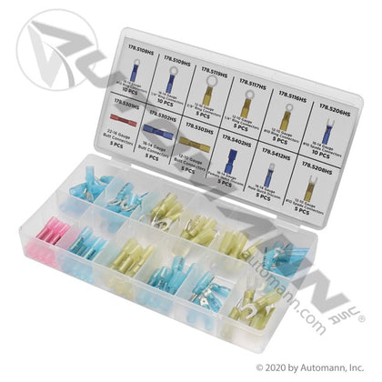 Heat Shrink Terminal Electrical Kit - 75pc Automann 178.EK75HST ATD383 178.EK75HST - Automann - FLEETPRO PARTS & TIRES