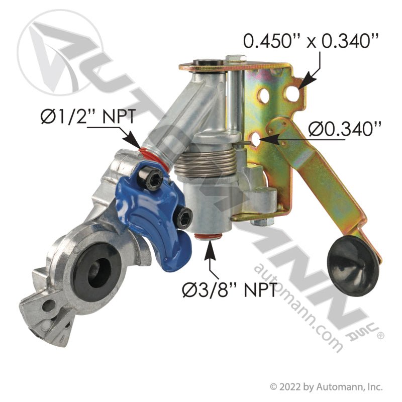 Blue Pivoting Service Gladhand Assembly - 3/8" Rear Port Automann 179.1105 179.1105 - Automann - FLEETPRO PARTS & TIRES