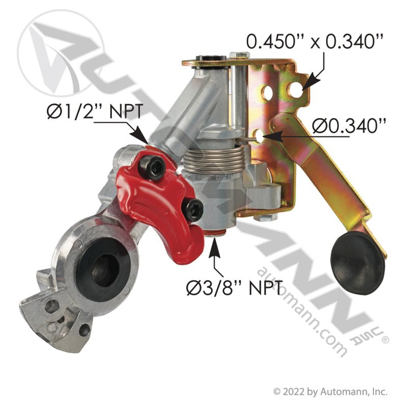 Red Pivoting Emergency Gladhand Assembly - 3/8" Rear Port Automann 179.1106 179.1106 - Automann - FLEETPRO PARTS & TIRES