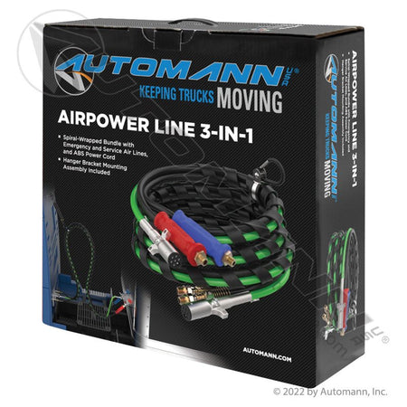 Airpower 3-in-1 Air & Electrical Line Set - 12 ft Black - Phillips 302150 Tectran 169127 179.3012.12 179.3012.12 - Automann - FLEETPRO PARTS & TIRES