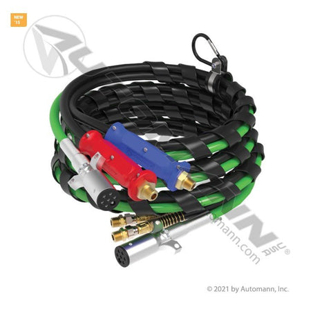 3 in 1 Airpower Line – 15ft Black Air Hose Wrap with Serviceable 7 - Way Plugs – Replaces 169157 145115 179.3012.15 - Automann - FLEETPRO PARTS & TIRES