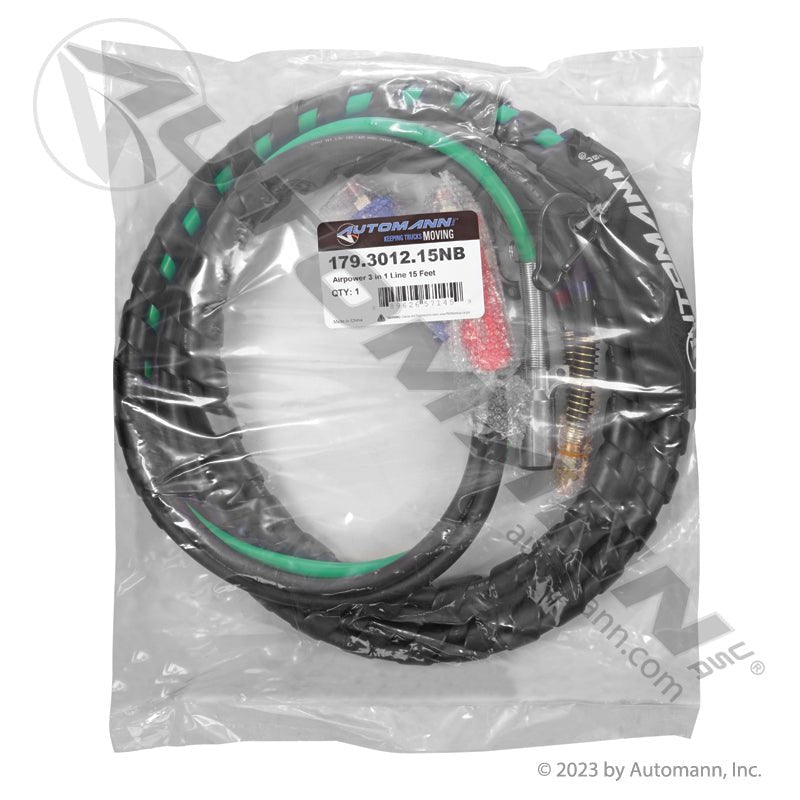 Airpower 3-in-1 Air & Electrical Line Set - 15 ft Black, No Box - Phillips 302150 179.3012.15NB 179.3012.15NB - Automann - FLEETPRO PARTS & TIRES
