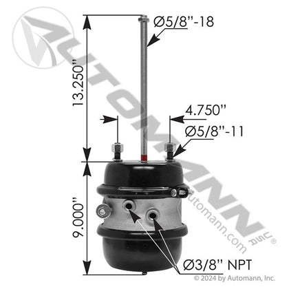 Sealed Type 30/30 Spring Brake - 2.5" Standard Stroke GC3030 165255 179.SB3030S 179.SB3030S - Automann - FLEETPRO PARTS & TIRES