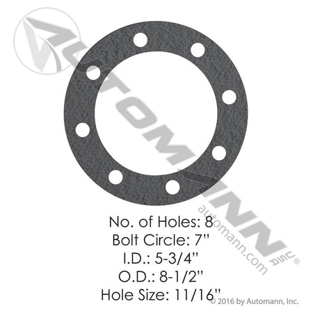 Drive Axle Flange Gasket - 8-Bolt 7in Bolt Circle - Meritor R002341 Volvo/White 453127 180.10613 180.10613 - Automann - FLEETPRO PARTS & TIRES