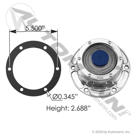 6 Hole Trailer Hub Cap - 5.5" Bolt Circle 340 - 4009 C40 - 4009 180.10629 180.10629 - Automann - FLEETPRO PARTS & TIRES
