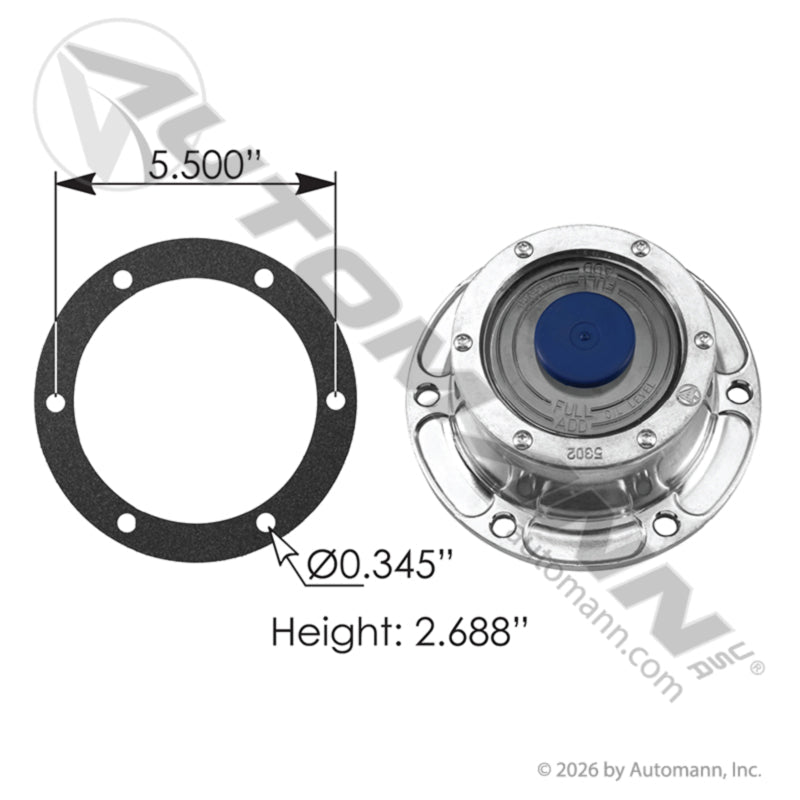 6 Hole Trailer Hub Cap - 5.5" Bolt Circle 340 - 4009 C40 - 4009 180.10629 180.10629 - Automann - FLEETPRO PARTS & TIRES