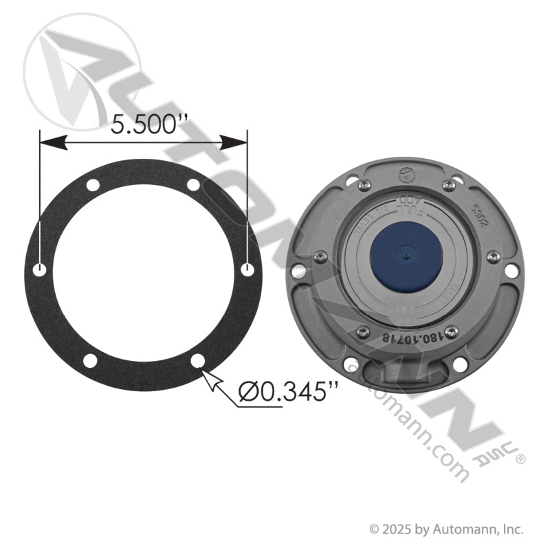 6 Hole Trailer Hub Cap – 5.500" Bolt Circle – Universal Fit – Replaces Stemco 340 - 4046 180.10718 - Automann - FLEETPRO PARTS & TIRES