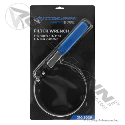 Cap-Band Oil Filter Wrench - Fits 4-3/4in to 5-3/16in Spin-On Filters - Replaces 53200 210.5026 210.5026 - Automann - FLEETPRO PARTS & TIRES