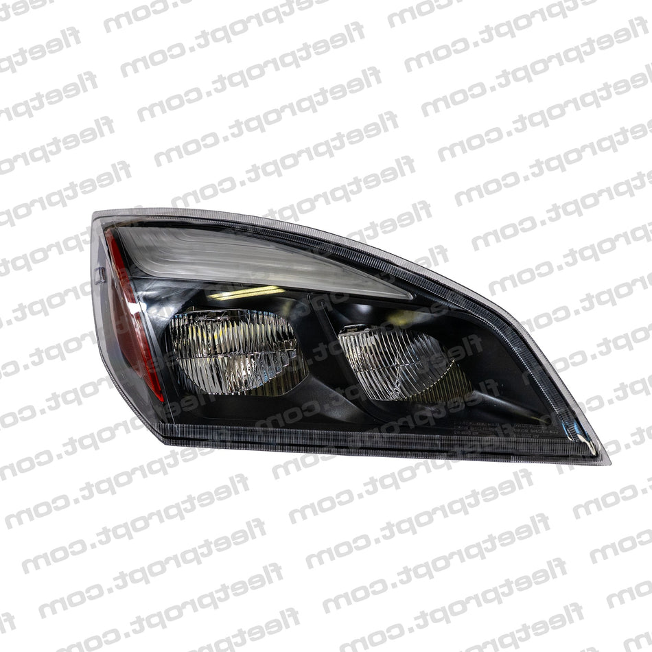 LH Headlight, LED,Black Housing, 2018+, Freightliner Cascadia. OEM A66-01405-004, 564.46001LM