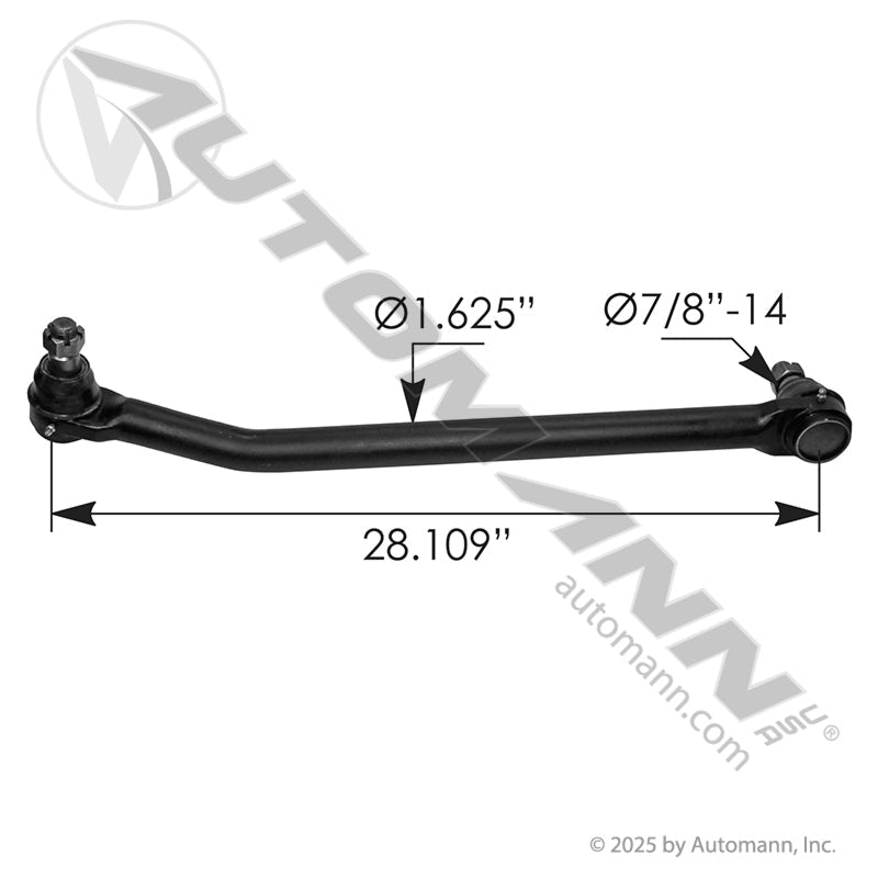 Freightliner Cascadia Drag Link (2018 - Up P4) – 28.38" Center - to - Center – Replaces 14 - 19428 - 000 463.DS4682 - Automann - FLEETPRO PARTS & TIRES