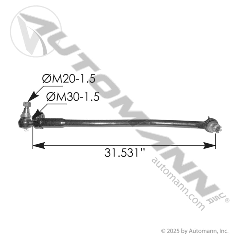 Drag Link Volvo Heavy Duty - 33.000" Center - to - Center 85128559 463.DS9622 463.DS9622 - Automann - FLEETPRO PARTS & TIRES