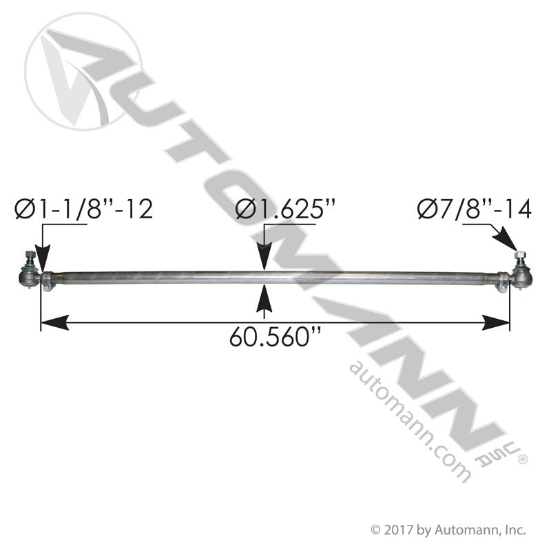 Steering Cross Tube Assembly - Mack Pinnacle CXU CHU Greaseable Tie Rod - 21639955 24426460 7QH45 463.DS9881 463.DS9881 - Automann - FLEETPRO PARTS & TIRES