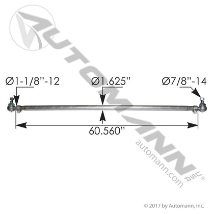 Steering Cross Tube Assembly - Mack Pinnacle CXU CHU Greaseable Tie Rod - 21639955 24426460 7QH45 463.DS9881 463.DS9881 - Automann - FLEETPRO PARTS & TIRES