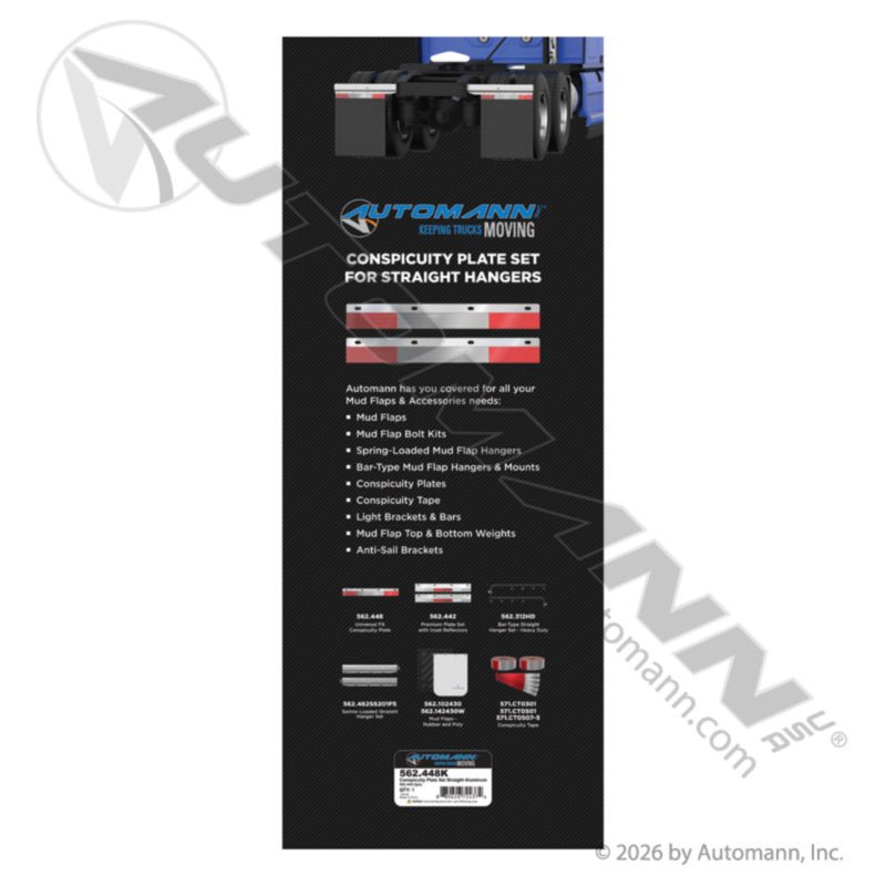 Straight Aluminum Conspicuity Plate Set - DOT C2 Tape RT25 BTSRT25 562.448K 562.448K - Automann - FLEETPRO PARTS & TIRES