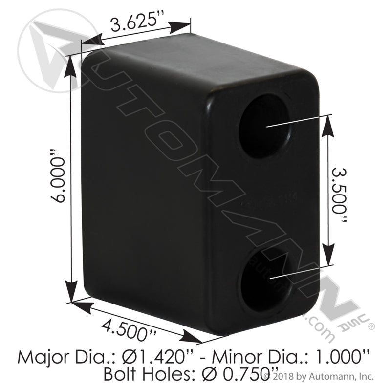 Heavy Duty Rubber Trailer Bumper – Rectangular Dock Bumper – Replaces Tremec 30027 562.6114 - Automann - FLEETPRO PARTS & TIRES