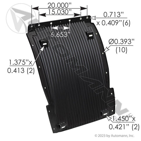 Volvo Quarter Fender Splash Shield - 2018 - 2026+ VNL Polyurethane 82757709 562.9013 - Automann - FLEETPRO PARTS & TIRES