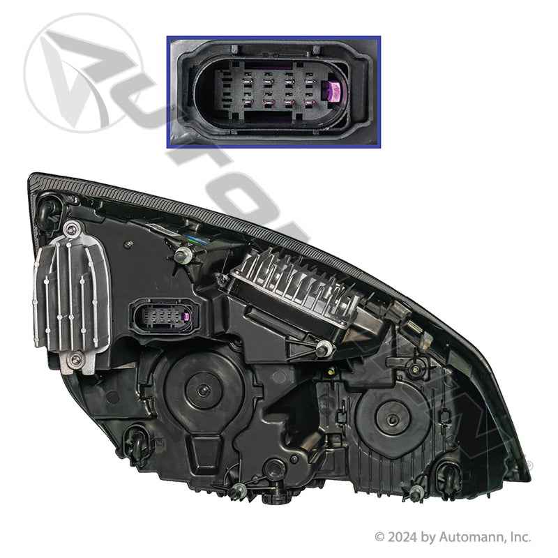 Freightliner Cascadia LED Headlight – LH Driver Side Black – Replaces A66-01405-002