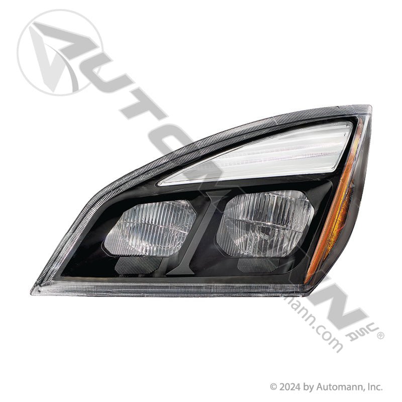 Cascadia LH Black LED Headlight - 2018 - 2025 Driver Side - A66 - 01405 - 002 564.46001LM - Automann - FLEETPRO PARTS & TIRES