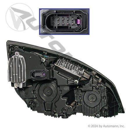 Cascadia LH Black LED Headlight - 2018 - 2025 Driver Side - A66 - 01405 - 002 564.46001LM - Automann - FLEETPRO PARTS & TIRES