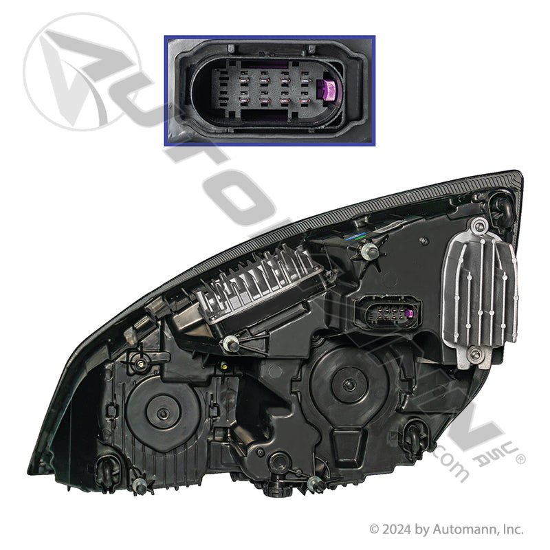 Cascadia RH Black LED Headlight - 2018 - 2025 Passenger Side - A66 - 01405 - 003 564.46002RM - Automann - FLEETPRO PARTS & TIRES