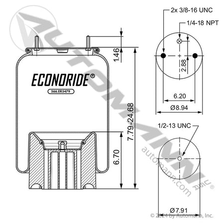 Econoride Rolling Lobe Air Spring - Kenworth Peterbilt - Firestone 5479 W01-687-5479 Paccar C81-1017 566.ER5479 566.ER5479 - Econoride - FLEETPRO PARTS & TIRES