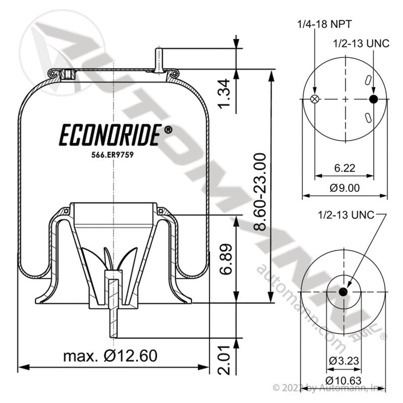 Rolling Lobe Air Spring Bag - W01 - 358 - 9759 W013589759 9759 566.ER9759 566.ER9759 - Econoride - FLEETPRO PARTS & TIRES