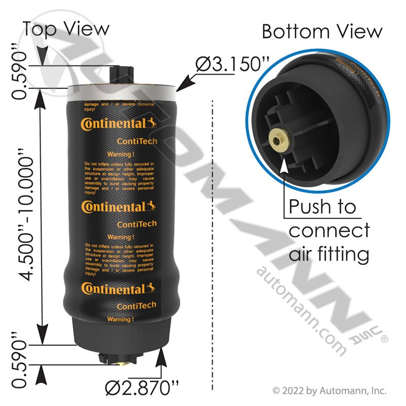 Continental OE Cabin Air Spring - 2018 - 2026+ Cascadia - 1S5 - 175 569.CT67638 - Continental - FLEETPRO PARTS & TIRES