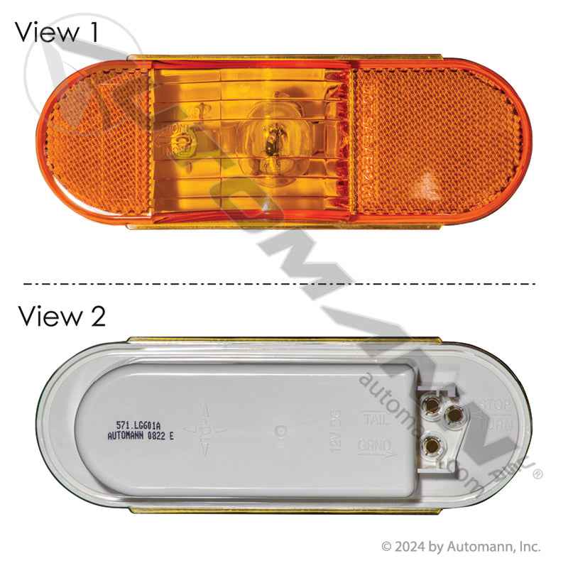 6 Inch Oval Midship Turn Signal – Amber Incandescent – Replaces Truck-Lite 60215Y