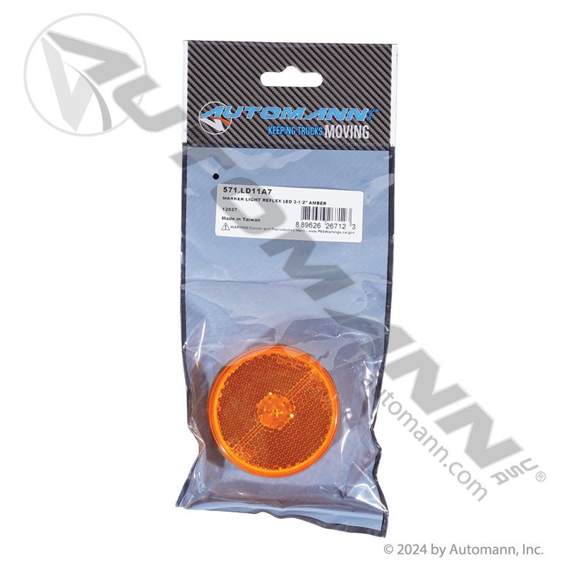 LED Reflex Marker Clearance Light - 2-1/2in Round Amber 7-Diode - Trucklite 1052A Grote G1003 571.LD11A7 571.LD11A7 - Automann - FLEETPRO PARTS & TIRES