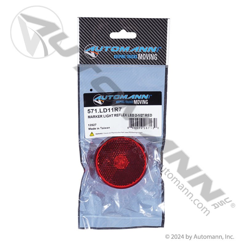 Reflex Marker & Clearance LED Light - 2-1/2 Inch Round Red 7-Diode - Trucklite 1052 G1002 571.LD11R7 571.LD11R7 - Automann - FLEETPRO PARTS & TIRES