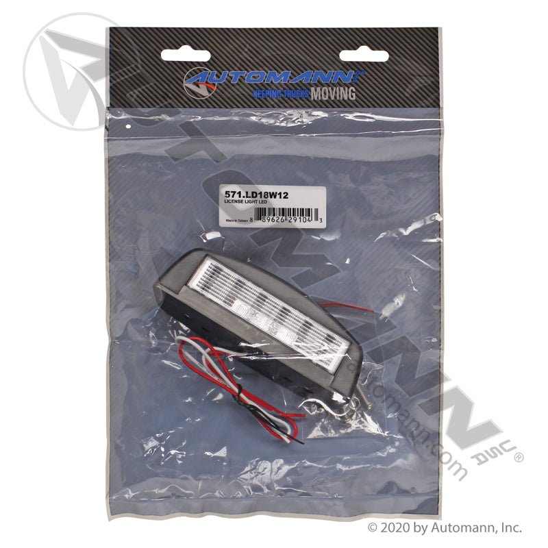 Oblong License Plate LED Light - 1.5 x 5 Inch Black 12-Diode 2-Stud - 571.LD18W12 571.LD18W12 - Automann - FLEETPRO PARTS & TIRES