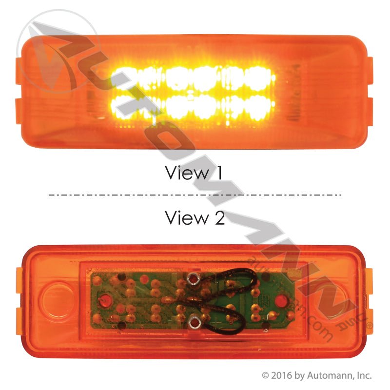 Amber Marker & Clearance LED Light - 1 x 4 Inch 12-Diode - Trucklite 19250Y 1960A G1903 571.LD19A12 571.LD19A12 - Automann - FLEETPRO PARTS & TIRES