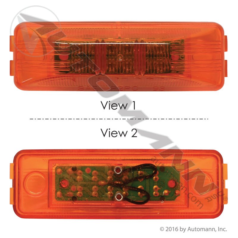 Amber Marker & Clearance LED Light - 1 x 4 Inch 12-Diode - Trucklite 19250Y 1960A G1903 571.LD19A12 571.LD19A12 - Automann - FLEETPRO PARTS & TIRES