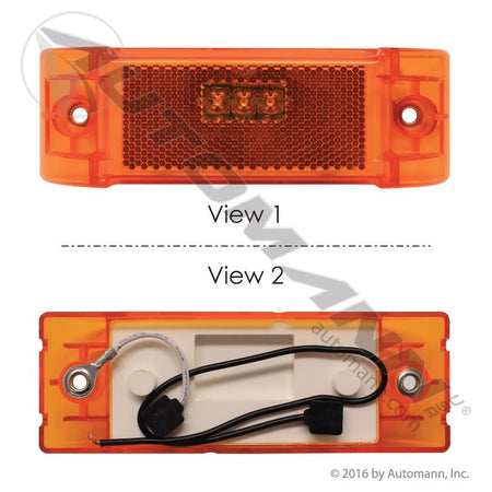 Reflex Marker & Clearance LED Light - 2 x 6 Inch Amber 3-Diode with Pigtail - 2150A M20330Y 571.LD21A3 571.LD21A3 - Automann - FLEETPRO PARTS & TIRES