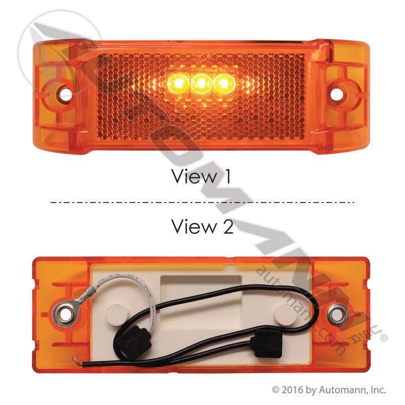 Reflex Marker & Clearance LED Light - 2 x 6 Inch Amber 3-Diode with Pigtail - 2150A M20330Y 571.LD21A3 571.LD21A3 - Automann - FLEETPRO PARTS & TIRES
