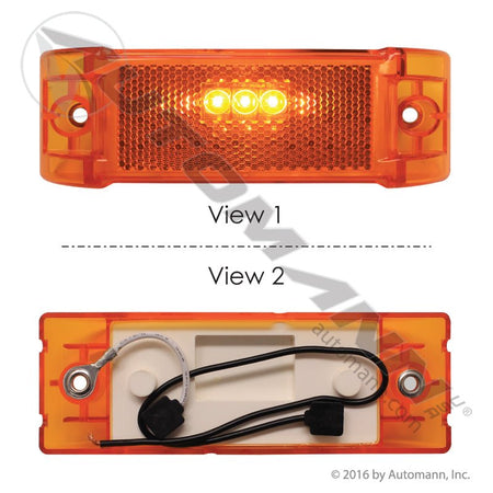 Reflex Marker & Clearance LED Light - 2 x 6 Inch Amber 3-Diode with Pigtail - 2150A M20330Y 571.LD21A3 571.LD21A3 - Automann - FLEETPRO PARTS & TIRES
